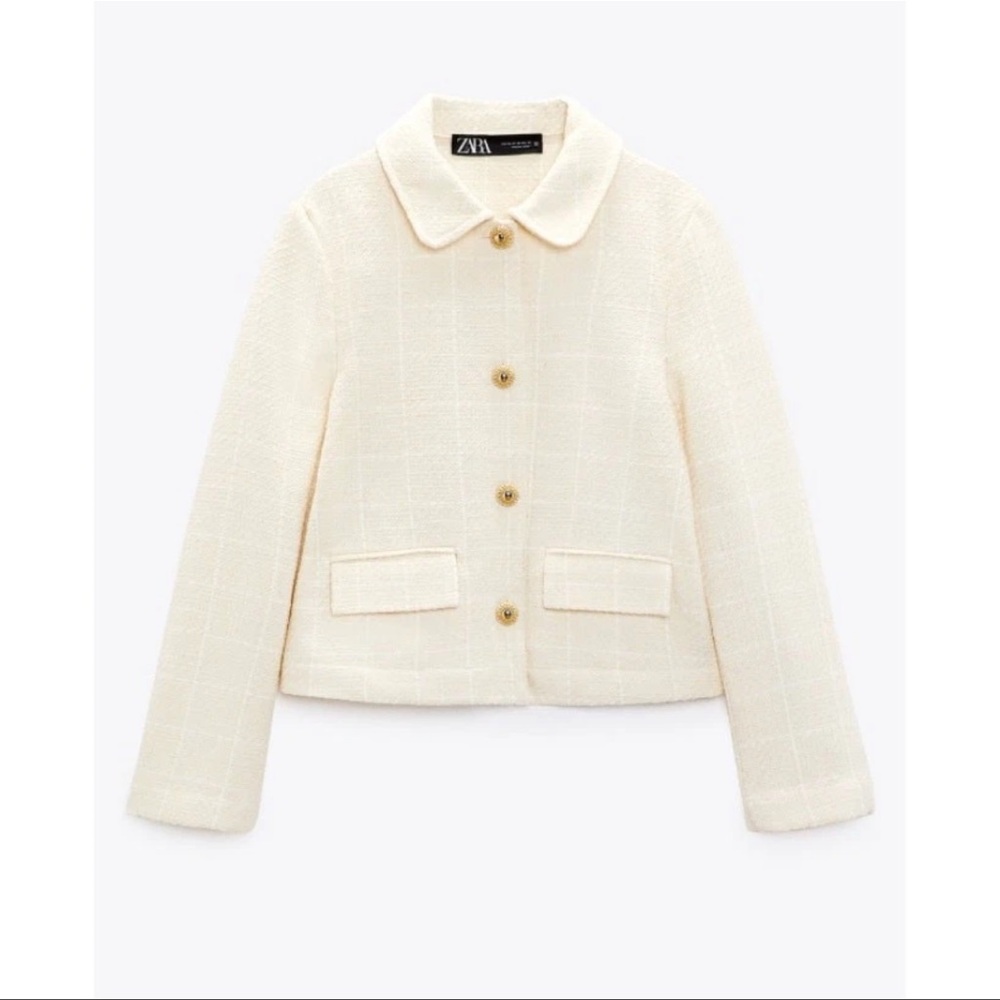 Zara Cream Textured Blazer